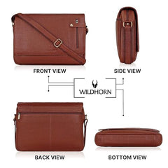 WildHorn Genuine Leather Laptop Messenger Bag for Men | Stylish Office Bag with a Padded Laptop Compartment & Adjustable Strap | Designed to Fit Laptops up to 14 Inches | Backed by a 1-Year Warranty