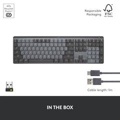 Logitech MX Mechanical Wireless Illuminated Performance Keyboard with Free Adobe Subscription, Linear Switches, Backlit Keys, Bluetooth, USB-C