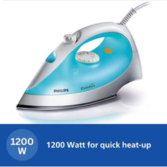 Philips Steam Iron GC1011/01 with 1200 Watts power, linished soleplate, up to 15 g/min of steam