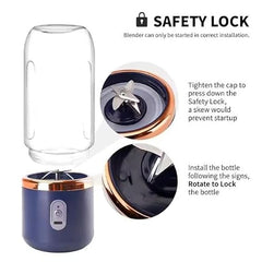 VANSHORA Portable Juicer Blender With Shaker Bottle And Safety Sensor | USB Rechargeable 6 Blade Mini Blender For Fruits Protein Shake Gym Travel