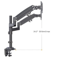 22''- 35'' Dual Monitor Desk Mount Stand Full Motion Swivel Monitor Arm Gas Spring Upto 12kg H180