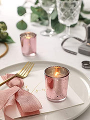 The Purple Tree Rose Gold Mercury Votive Tealight Candle Holders for Diwali and Christmas (Pack of 6) - Corporate Gifts, Home Decor, Decoration - Glass