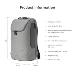 MOKOBARA Transit Backpack | Fits Laptop Up To 16 Inch, 30L Capacity, Water-Resistant Polyester, Vegan Leather Trims | Money Moves, Black