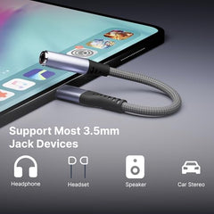 Type C to 3.5mm Audio Jack Adapter | AUX Headphone Converter with DAC