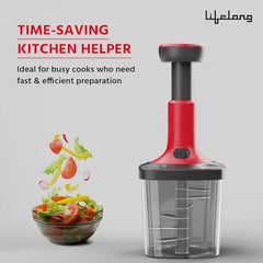 Lifelong Push Chopper 650ml | Compact and Efficient Vegetable, Onion, and Garlic Chopper, Essential Manual Kitchen Cutter for Quick and Easy Food Preparation, Ideal for Small Kitchens and Meal Prep