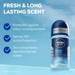 Nivea Woody Fresh Active Roll On For Men, Anti-Perspirant, 50 Ml & Men Body Wash, Deep Impact, 3 In 1 Shower Gel For Body, Face & Hair, With Microfine Clay, 250 Ml