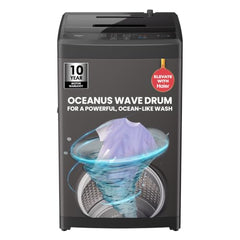 Haier 8 Kg, In-Built Heater, Front Panel Design, NZP Technology, Oceanus Wave Drum, Fully Automatic Top Load Washing Machine (ETL80-HC5S8 | Dark Jade Silver)