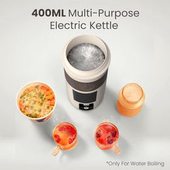 Portronics Thermosip 400Ml Vacuum Insulated Portable Travel Electric Kettle, Fast Water Boiling, Cool Touch Body, Digital Display, Auto Shut-off, 300W Heating Element,Prepare Tea,Coffee Without Milk