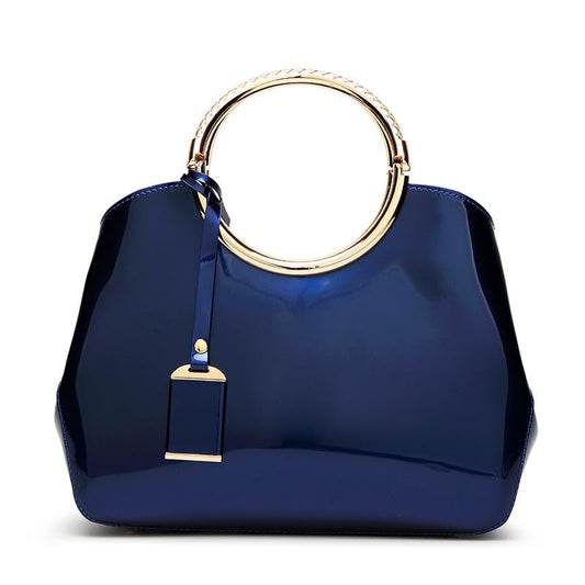 SYGA Leather Glossy Women's Bag Bride Wedding Handbag Women's One Shoulder Crossbody Stylish Bag(BLUE)