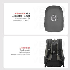 HARISSONS Vervo 40L Waterproof Laptop Backpack for Men & Women | Fits 15.6" Laptop with Sternum Strap, Quick Access Pocket, Detachable Key Holder, Organized Compartments & Raincover (Grey)