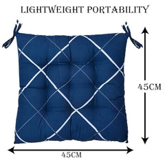 Kuber Industries Chair Pad|Chair Cushion Pad|Chair Cushion with Ties (Blue)