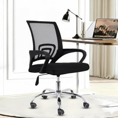 Casa Copenhagen Mesh Mid Back Office/Study/Computer/Revolving/Desk Chair for Work from Home -Metal Base, Height Adjustable Seat - Grey Milange & Black Handle
