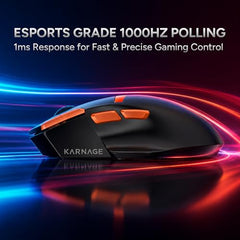 KARNAGE by EVM Inferno Wired RGB Gaming Mouse | 12800 DPI | Instant 825 Sensor | 8 Programmable Buttons | 1000Hz Polling Rate | 14 RGB Modes | 75g Ergonomic Design | Braided Cable | PC/Mac | Black