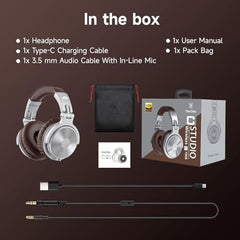 OneOdio Wireless Bluetooth Headphone, Minimum Latency for Gaming, DJ Mixing (Clear)