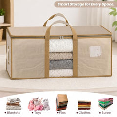 Storite Jumbo Super-Size 81 L Canvas Moisture Proof Heavy Duty Storage Bag | for Toys/Stationery/Blankets/Clothes/Moving Bags MultiPurpose With Strong Reinforced Handles Rectangular Cream (87x26x36 cm)