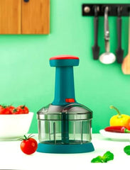 Xmart India Chopper for Kitchen Use, 900ml Push Chopper with 5 Blades, Vegetable Cutter Kitchen Accessories Items for Home Cutting Vegetables, Onion, Ginger, Garlic, Salad, Tomato, Potato (Pista)