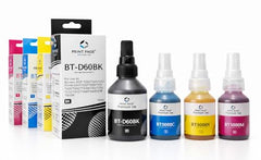 Print Page BT-D60BK & 5000 Premium Refill Ink Compatible for Printers T220, T420, T520, T820, T920, T510, T910, T710, T4000W, T4500W, T300W, T800W,T700 (4 Color Combo) (Black - 100ml, CYM - 50ml Each)