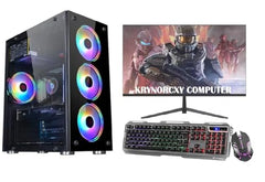 KRYNORCXY® Desktop Computer PC with i7 2600 Processor, SSD Storage, HD Graphics 2000, 19 Inch LED Monitor, RGB Keyboard & Mouse, 4 RGB Fan Cabinet, WiFi, Windows 11 Pro (8GB RAM/128GB SSD+500GB HDD)