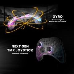 Cosmic Byte Stellaris Controller, 3 Modes Wifi + Bluetooth + Wired for PC, iOS, Android, Hall Effect Trigger and Upgraded TMR Joystick, Macros, 1000mAh Battery, RGB LED, Software Support (Black)