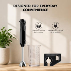 Sujata Blendstick Hand Blender | 600W Heavy Duty Motor | Variable Speed Control | Stainless Steel Shaft | 18000 RPM | Professional Immersion Blender | Easy Clean | Black