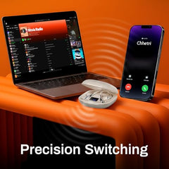 ACwO DwOTS Sense Pro True Wireless Earbuds, 42dB ANC, Voice-First Mic System for Clear Calls, Skin-Friendly Ear Hooks, 12mm Drivers, Dual Pairing, Sweat Resistant, Advanced Bluetooth Ear Buds (Orange)