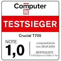 Crucial® T705 2TB PCIe Gen5 NVMe M.2 SSD with heatsink