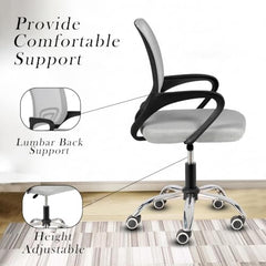 Casa Copenhagen Mesh Mid Back Office/Study/Computer/Revolving/Desk Chair for Work from Home -Metal Base, Height Adjustable Seat - Grey Milange & Black Handle