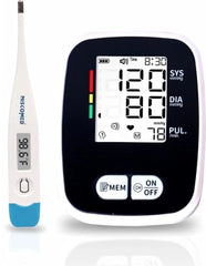 NISCOMED PW-221 Digital LCD Display BP Check Machine For Home | Fully Automatic Upper Arm Style BP Monitor | With USB Cable & AAA Battery | Memory 99 x 2 Users With Digital Thermometer
