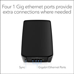 NETGEAR Orbi Tri-Band WiFi 6 Mesh Add-on Satellite (RBS860B) - Works with Orbi RBK863SB - Adds Coverage up to 2,700 sq. ft. - AX6000 (6Gbps) - Black