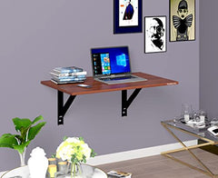 Madhuran Engineered Wood Wall Mounted Study Office Laptops Foldeable Table Desk (Finish Teak) / uses Home Dining Kitchen Living Room Organizer Storage Foldable Shelf