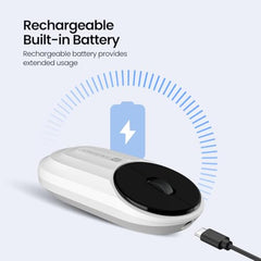 Portronics Toad 6 Bluetooth Wireless Mouse with 2.4 GHz USB Receiver, Multi-Device Pairing, Built in Battery, 1600 DPI Sensor(Black)