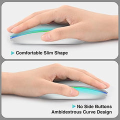 cimetech Wireless Bluetooth Mouse, Slim Rechargeable Mac Mouse, Computer Mice with Dual Mode (Bluetooth 5.1 and 2.4G), Compatible with iPad, Laptop, Mac, Windows (Silver)