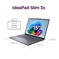Lenovo IdeaPad Slim 3X - 2025 - Everyday AI Laptop - Copilot+ PC - 15.3" WUXGA Display - 16 GB Memory - 512 GB Storage - Snapdragon® X - Luna Grey