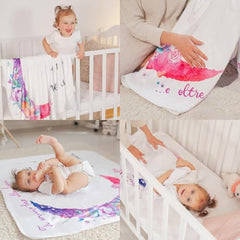 MOMISY Milestone Blanket for Baby, Light and Thin Flannel Blanket Background for Baby New Born Blanket Photoshoot Props (Moon Purple, 135 * 100 CM)