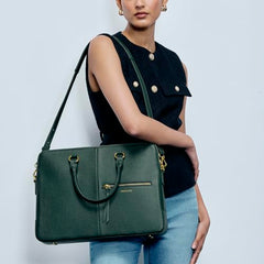 Miraggio Laptop Messenger Bag For Women Office Use With Sling & Top Handle