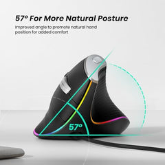 Nulea Wired Vertical Mouse, USB Ergonomic Optical Mouse with 4 Adjustable DPI, 11 RGB Backlight Modes, Compatible for Laptop, PC, Desktop, Mac, Grey