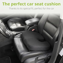 Grin Health Orthopedic Coccyx Seat Cushion | Memory Foam Ergonomic Seat for Tailbone Coccyx Support, Hip, Tailbone, Sciatica & Backpain Relief for Office Chair, Car Seat, Upto 100kg (Black)