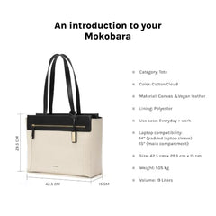 MOKOBARA Dawn Tote 19L Laptop Bag 14 Inch Office Travel Handbag Off White