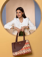ZOUK Office Essential Bag | Jute | Vegan Leather Handcrafted Tote Bag With Double Handle Shoulder Strap | Bristel