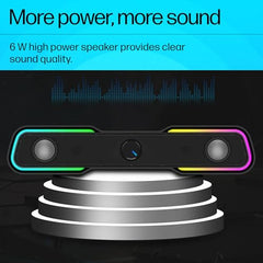 HP DHE-6002 Wired Speaker, 3.5mm aux connectivity, Surround Sound, PC and Phone Compatible, Easy Volume Controls, Touch-Controlled RGB Lighting, 1-Year Warranty, 0.77 kg, Black, 8C573AA