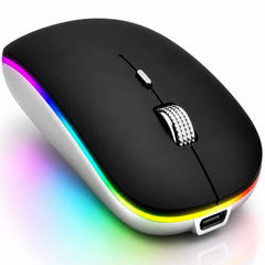 Offbeat Dash 2.4GHz Wireless + Bluetooth 5.1 +5.0 Mouse, Multi-Device Tripel Mode Type C Rechargeable Silent Click Buttons Wireless Bluetooth Mouse 3 Adjustable DPI, Works on 3 Devices (Silver)
