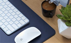 V-CUBE DESIGNS Premium Vegan Leather Desk Mat 90X45cm 2.4mm Thick&Padded|Laptop Mat/Extended Mouse Pad/Stitched, Reversible, Sturdy Deskspread with High Tear/Peel Strength|Anti-Slip,Splash-Proof|Blue