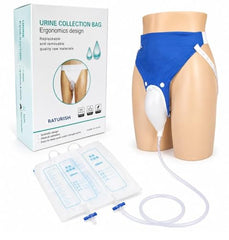 RATURISH Wearable Urine Collector for Women | Soft Silicone Reusable Leakproof Urine Collection Bag | Adjustable & Comfortable Fit | Portable Washable Female Urine Collector | Odour - Free 1L & 2L Bags | White/Grey/Blue | for Women