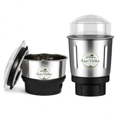 GaoVatika Mixer Grinder Jar Combo Stainless Steel Jars | Heavy Duty Grinding Jars for Masala, Coffee & Kitchen Use | Ideal for Spices, Chutney, Dry Grinding & Blending 180 Ml & 500 Ml