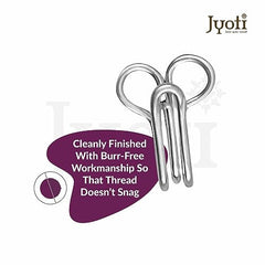 JYOTI Dress Hook (50 Hooks of 3 Wire Size 2 of Brass Material in Nickel Free Finish in a Pouch), Hooks for Ladies Blouses, Dresses, Chudidars, Children Dresses, Frocks, and Gowns - Pack of 5 Pouches