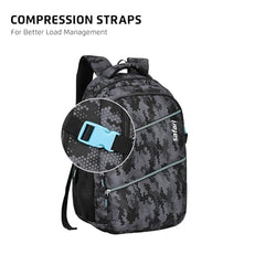 Safari Omega spacious/large laptop backpack with Raincover, college bag, travel bag for men and women, Black, 30 Litre