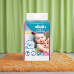 Amazon Brand - Supples Premium Baby Diaper Pants | 108 Baby Diapers | XL | 12-17 Kg | 12 Hrs Absorption | Cushiony Cotton Soft Fabric | Phthalates-Free | Triple Leak Guard | 54 Count, Pack of 2