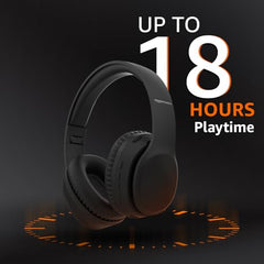 Amazon Basics Wireless Over Ear Headphones, Bluetooth 5.4, 40mm Drivers, 18H Playtime, Foldable Lightweight Design with Aux Support, Deep Bass & Mic, Black