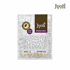 JYOTI Dress Hook (50 Hooks of 3 Wire Size 2 of Brass Material in Nickel Free Finish in a Pouch), Hooks for Ladies Blouses, Dresses, Chudidars, Children Dresses, Frocks, and Gowns - Pack of 5 Pouches