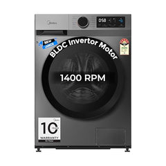 Midea 9 Kg Fully Automatic Front Load Washing Machine, Titanium Grey | 5 Star, Self Clean Drum Technology, Inverter Motor, 15 Wash Programs, MFG17W90B/T-IND